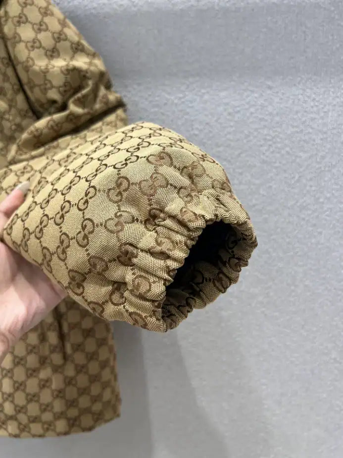 GG Canvas Down Jacket in Camel and Dark Brown – GCJ056