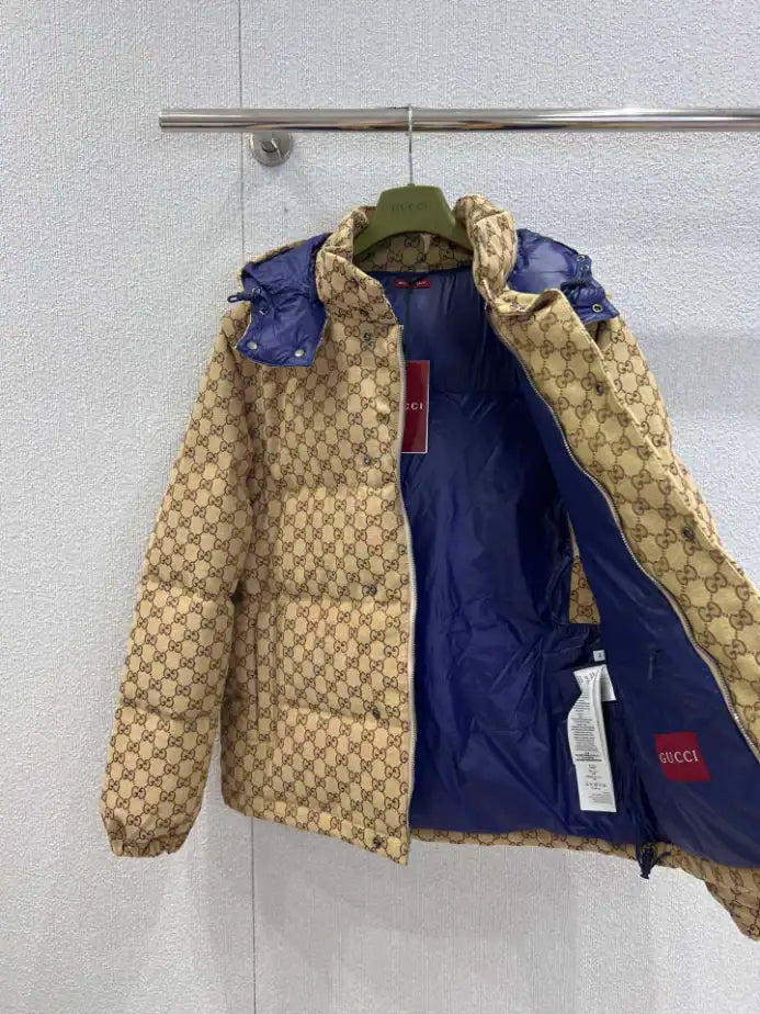 GG Canvas Down Jacket in Camel and Dark Brown – GCJ056