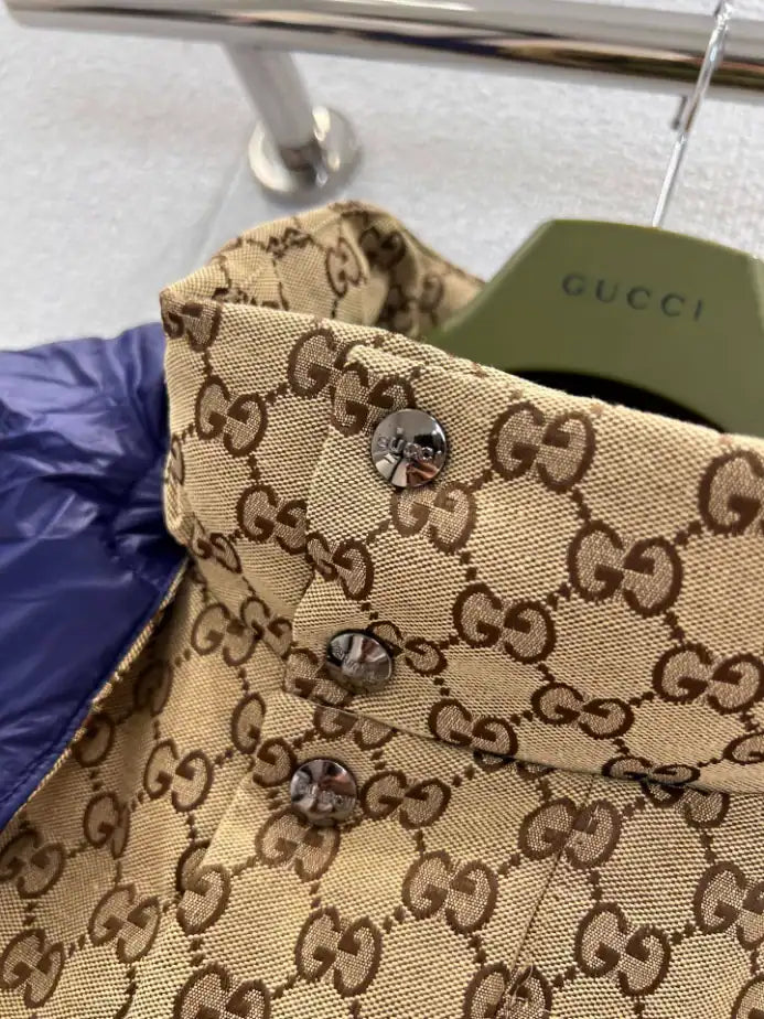 GG Canvas Down Jacket in Camel and Dark Brown – GCJ056