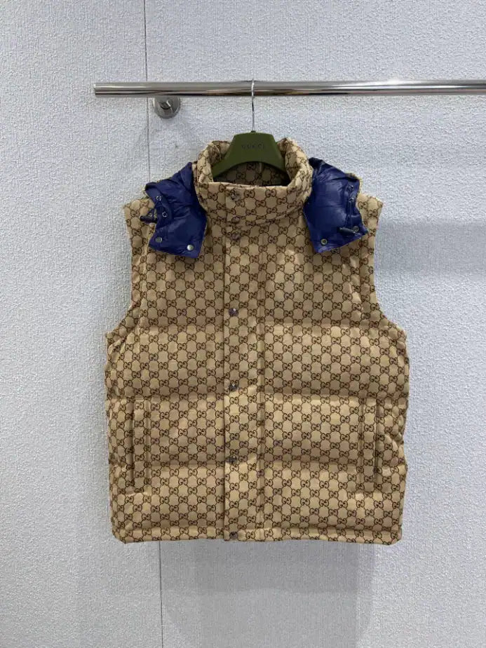 GG Canvas Down Jacket in Camel and Dark Brown – GCJ056