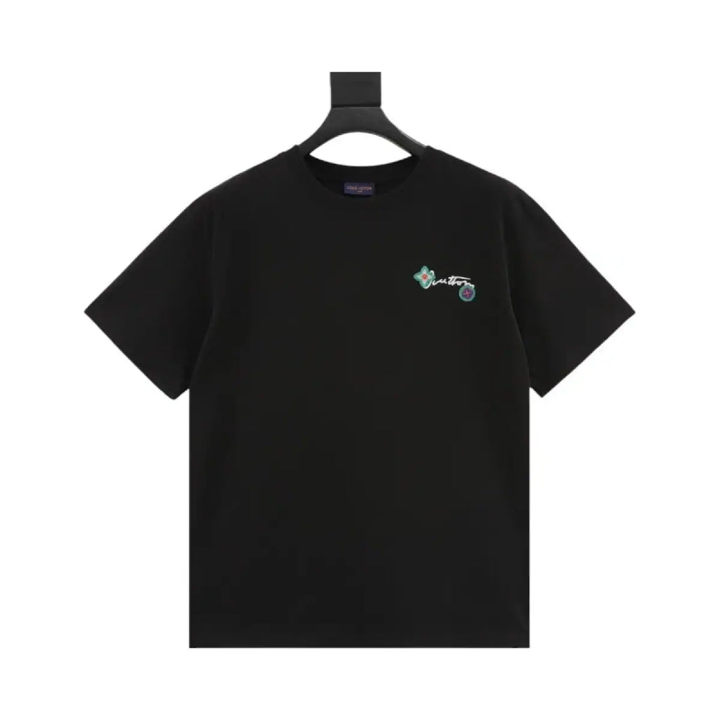 LOUIS VUITTON 25SS FLORAL LETTERING EMBROIDERED T-SHIRT BLACK – LVTS199
