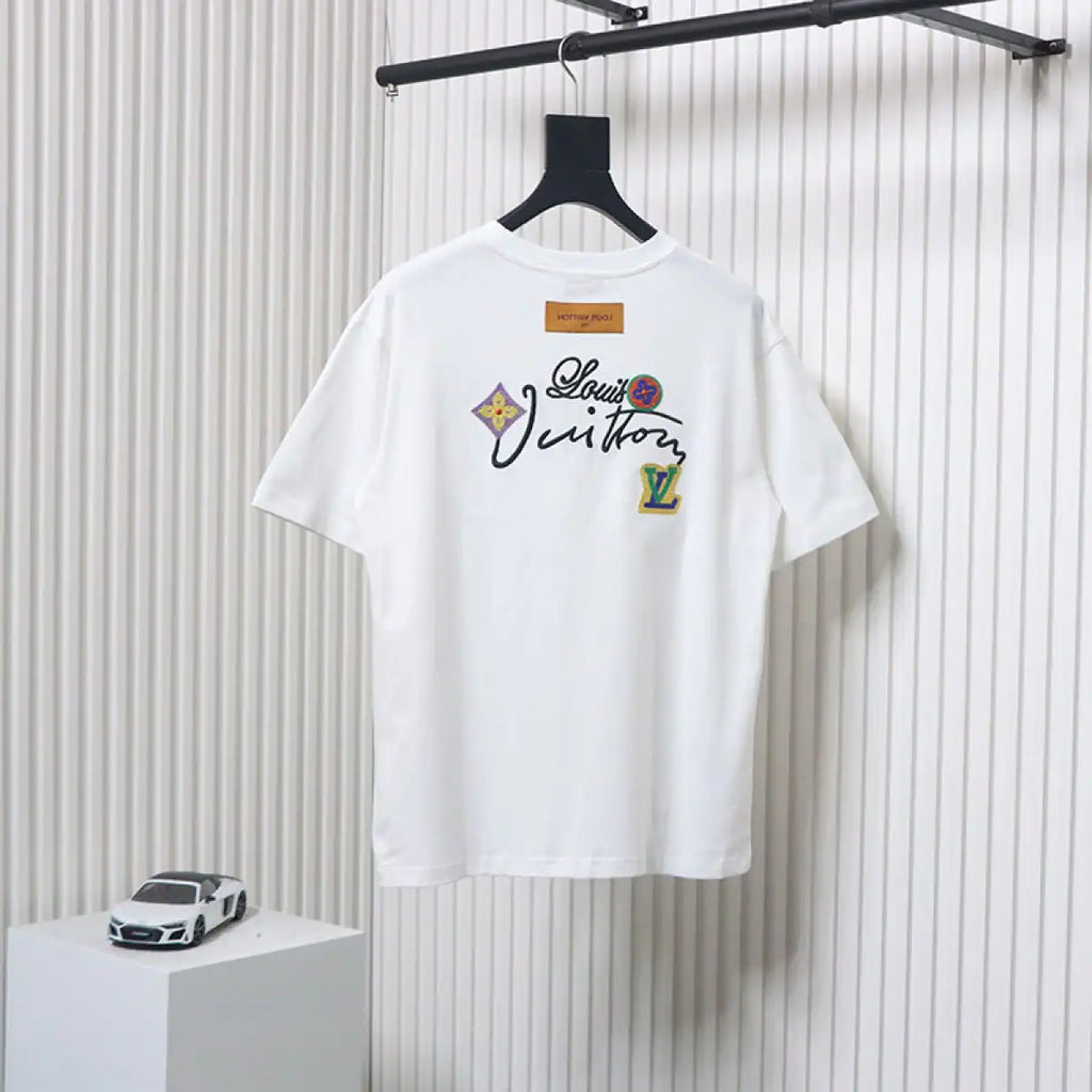 LOUIS VUITTON 25SS FLORAL LETTERING EMBROIDERED T-SHIRT WHITE – LVTS200