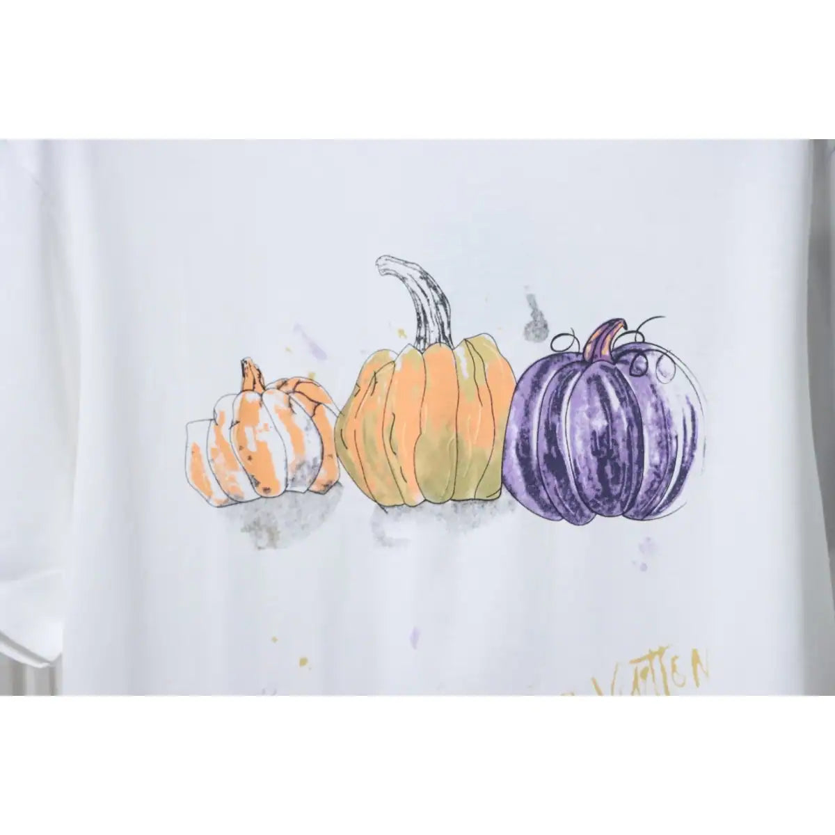 LOUIS VUITTON 25SS GRAFFITI HAND-PAINTED PUMPKIN PRINT T-SHIRT WHITE – LVTS186