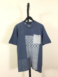 LOUIS VUITTON KNITTED PATCHWORK DENIM SHORT-SLEEVED CREWNECK – LVTS252