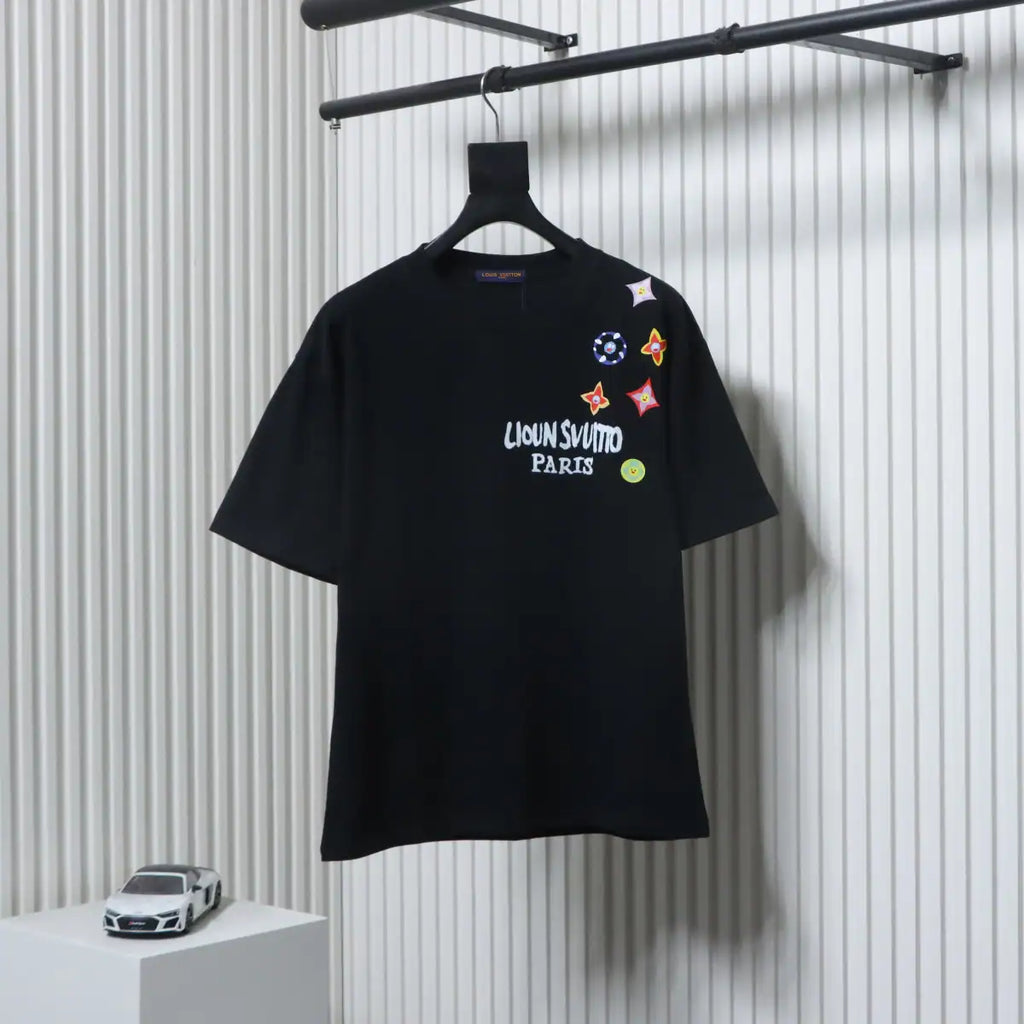 LOUIS VUITTON LV 25SS SHOULDER LABEL T-SHIRT BLACK – LVTS196