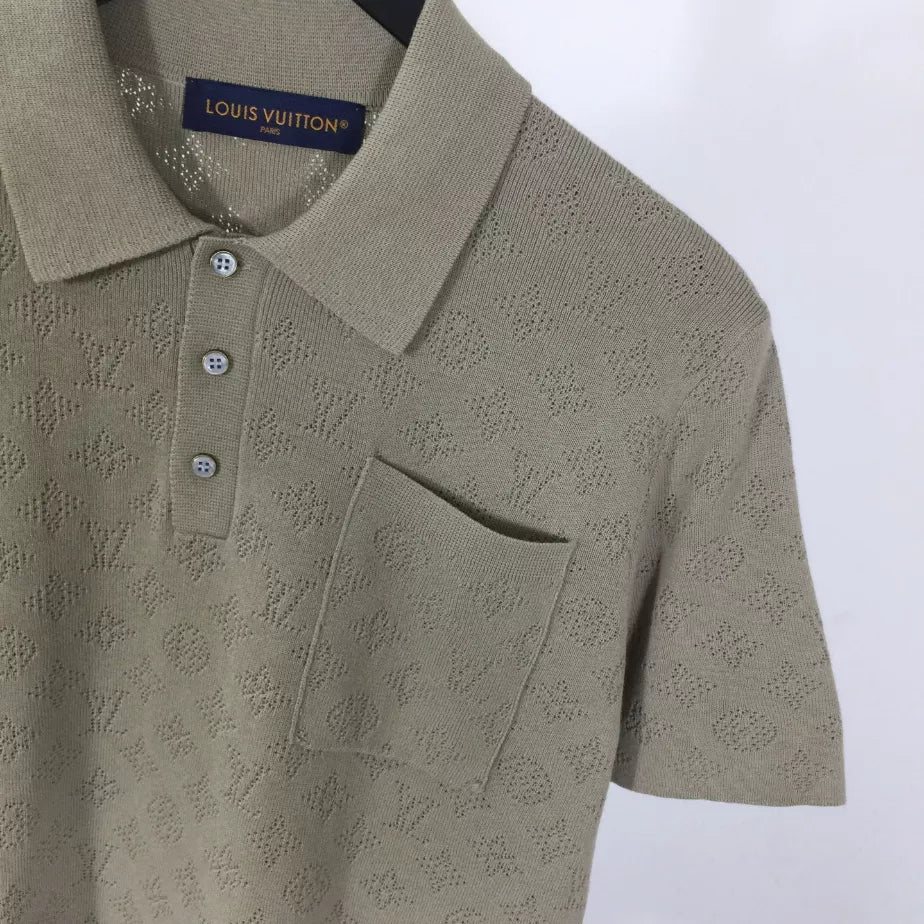 LOUIS VUITTON MONOGRAM POINTELLE SHORT-SLEEVED POLO SHIRT – LVTS254