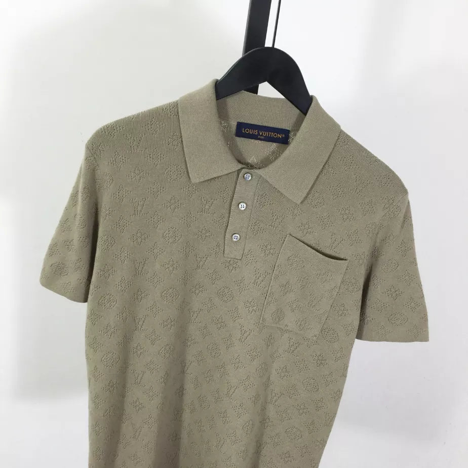 LOUIS VUITTON MONOGRAM POINTELLE SHORT-SLEEVED POLO SHIRT – LVTS254
