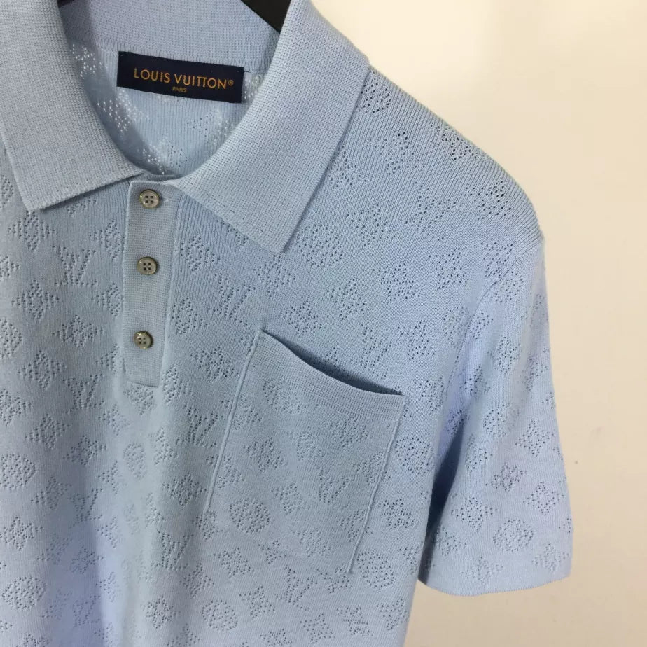 LOUIS VUITTON MONOGRAM POINTELLE SHORT-SLEEVED POLO SHIRT – LVTS255