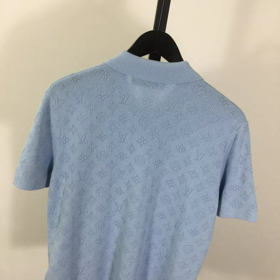 LOUIS VUITTON MONOGRAM POINTELLE SHORT-SLEEVED POLO SHIRT – LVTS255