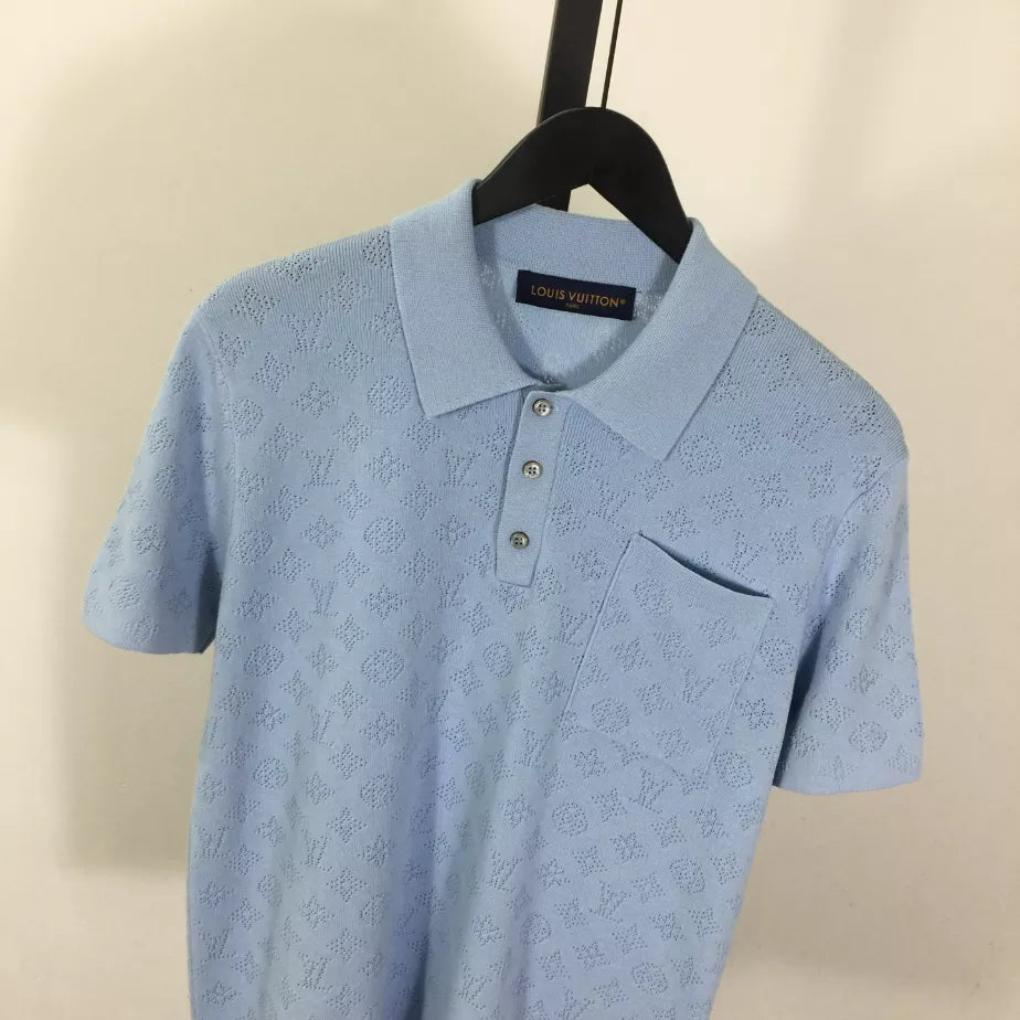 LOUIS VUITTON MONOGRAM POINTELLE SHORT-SLEEVED POLO SHIRT – LVTS255