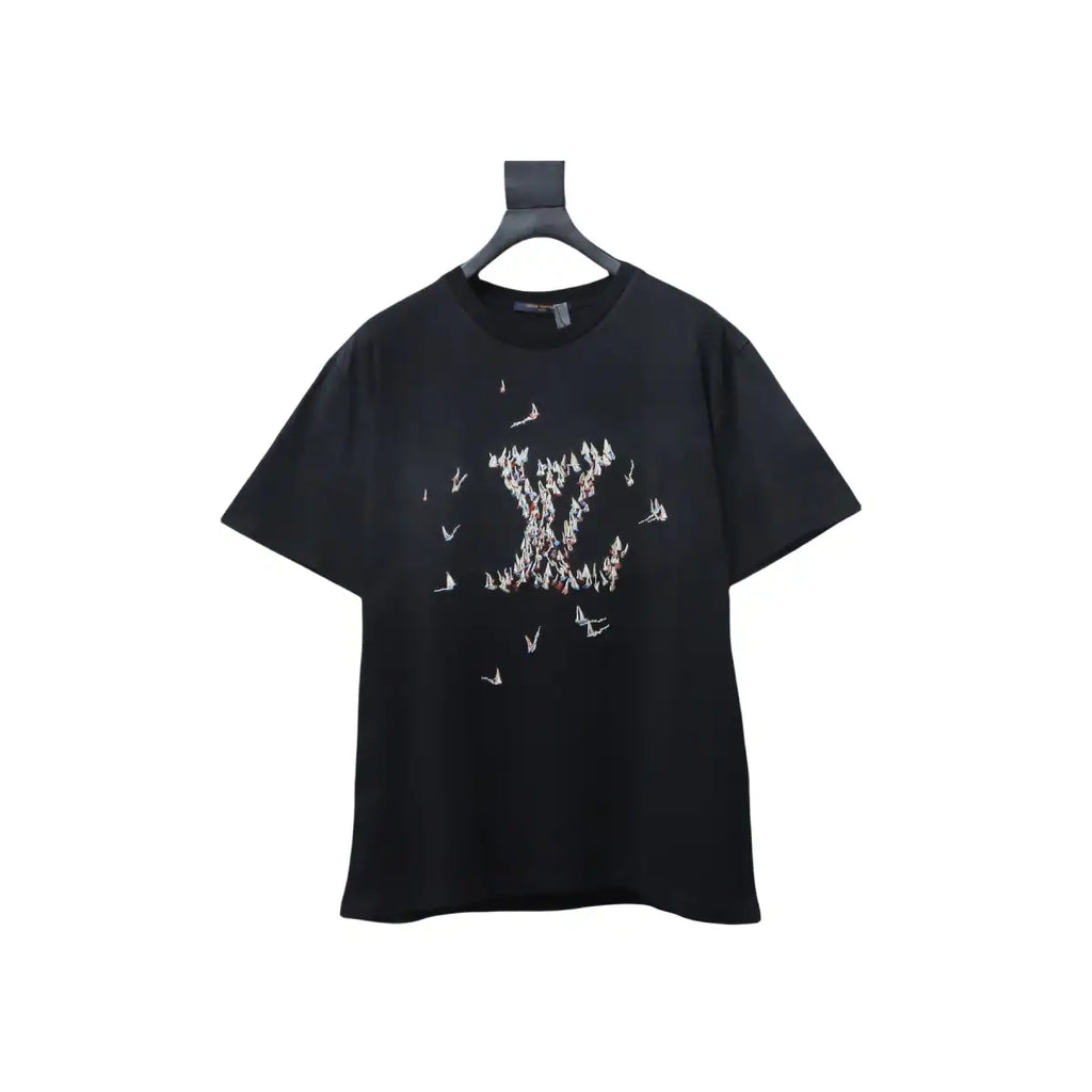 LOUIS VUITTON THOUSAND PAPER CRANES EMBROIDERED T-SHIRT BLACK – LVTS198