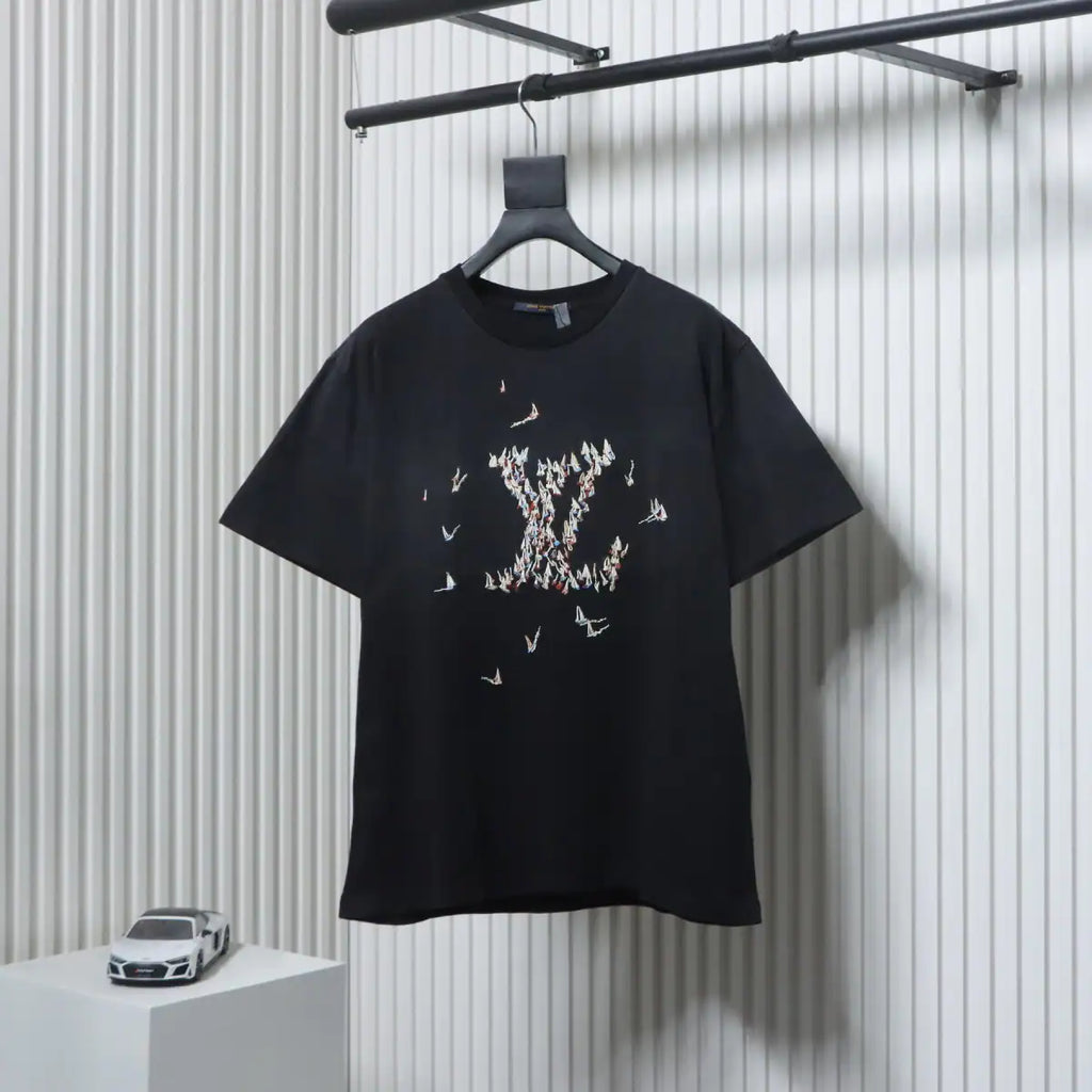 LOUIS VUITTON THOUSAND PAPER CRANES EMBROIDERED T-SHIRT BLACK – LVTS198
