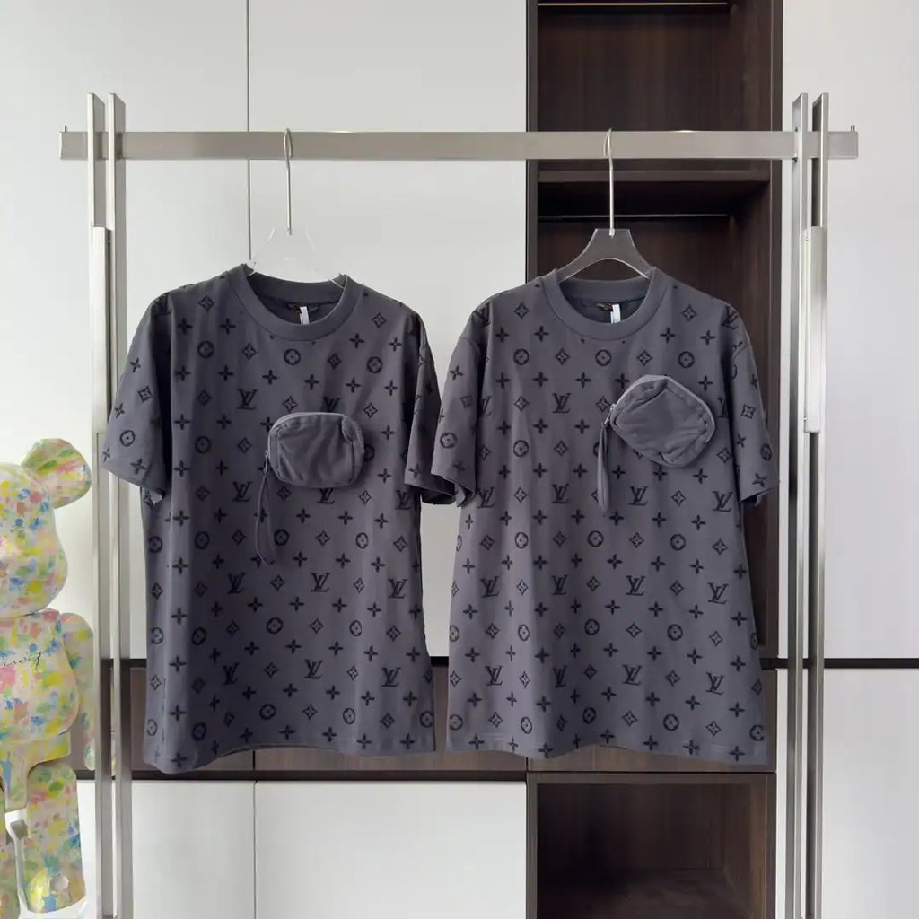 LV HOOK AND LOOP MONOGRAM SHORT-SLEEVE T-SHIRT IN GREY – LVTS106