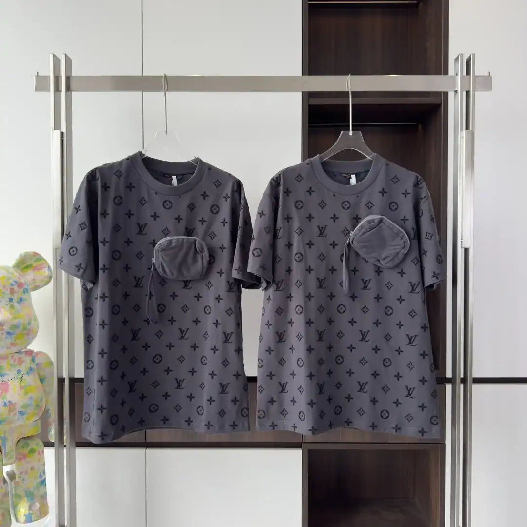 LV HOOK AND LOOP MONOGRAM SHORT-SLEEVE T-SHIRT IN GREY – LVTS106