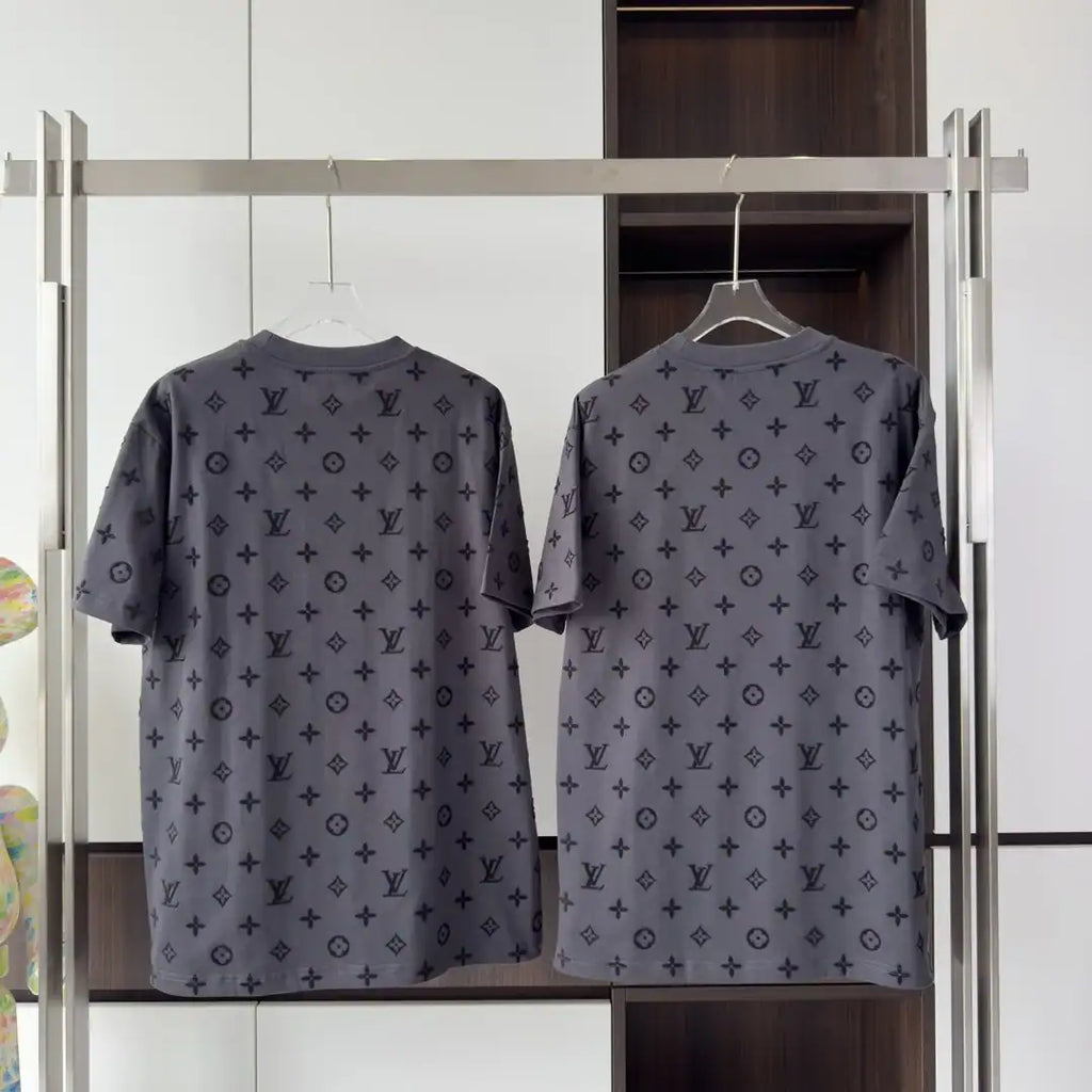 LV HOOK AND LOOP MONOGRAM SHORT-SLEEVE T-SHIRT IN GREY – LVTS106