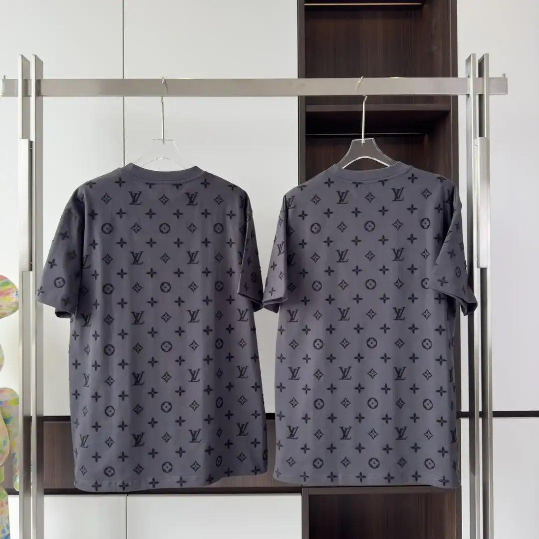 LV HOOK AND LOOP MONOGRAM SHORT-SLEEVE T-SHIRT IN GREY – LVTS106
