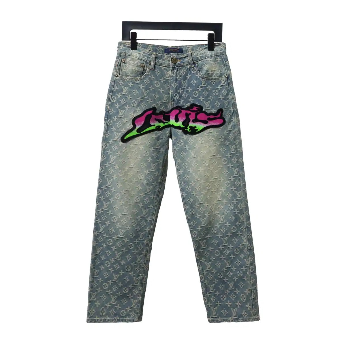 Louis Vuitton Graffiti Gradient Embroidery Jeans Vintage Blue – LVJ002