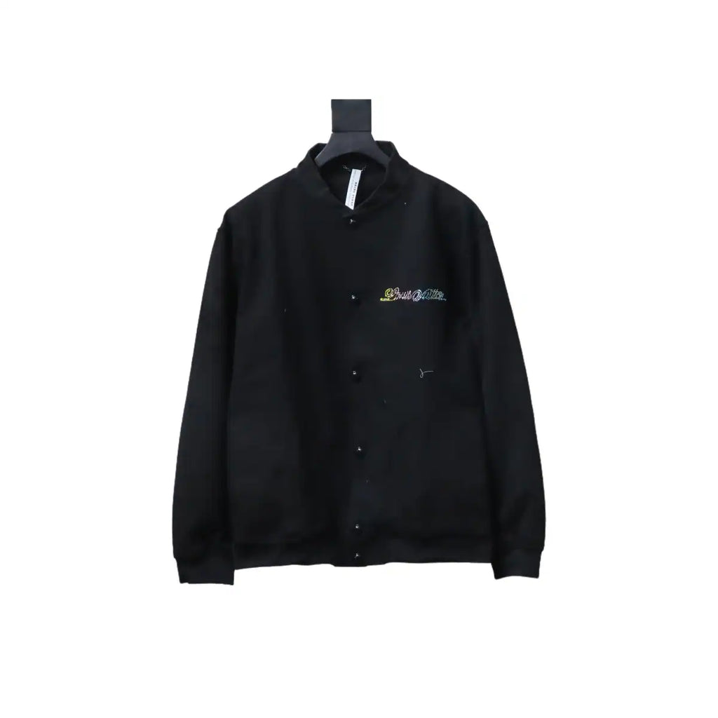Louis Vuitton Leather and Rhinestone Waisted Baseball Jacket Black – LVC96