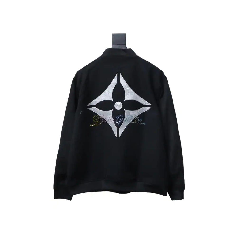 Louis Vuitton Leather and Rhinestone Waisted Baseball Jacket Black – LVC96