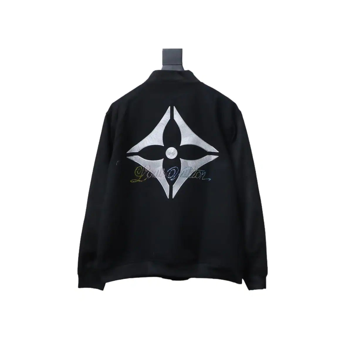 Louis Vuitton Leather and Rhinestone Waisted Baseball Jacket Black – LVC96