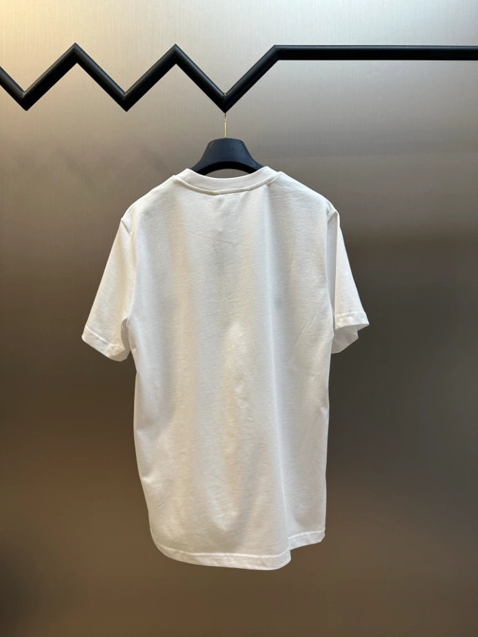 MONCLER WHITE EMBROIDERED CURSIVE LOGO COTTON T-SHIRT – MCT032