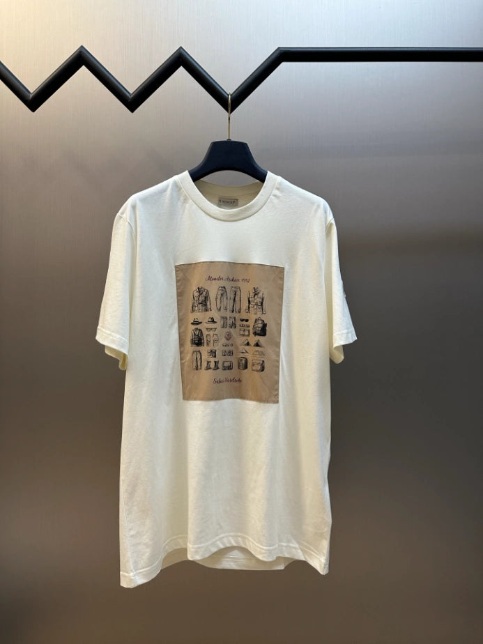 MONCLER WHITE SAFARI WARDROBE PRINT COTTON T-SHIRT – MCT024