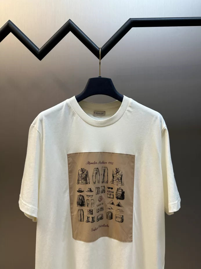 MONCLER WHITE SAFARI WARDROBE PRINT COTTON T-SHIRT – MCT024