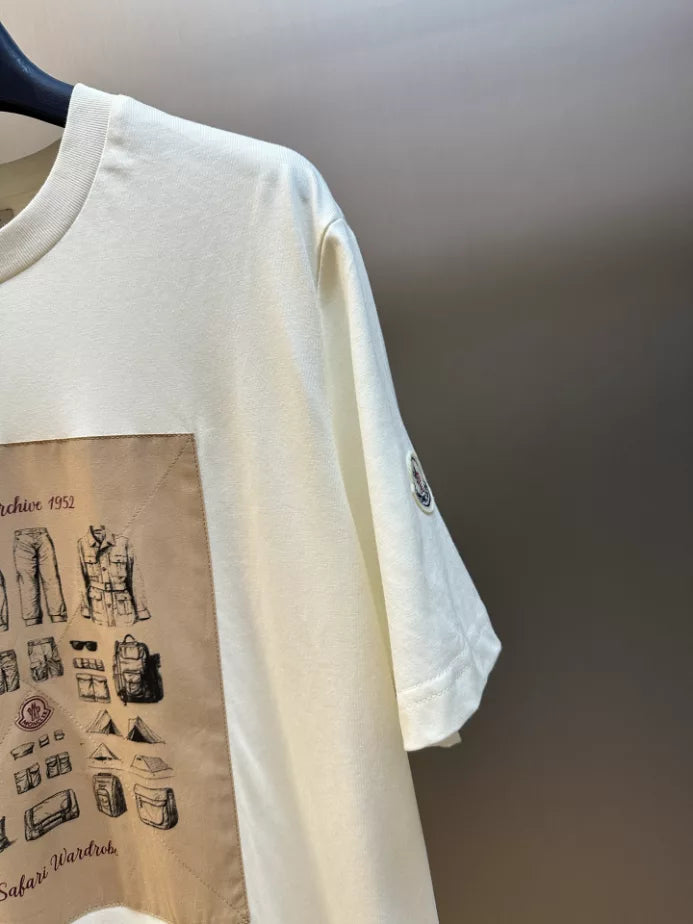 MONCLER WHITE SAFARI WARDROBE PRINT COTTON T-SHIRT – MCT024