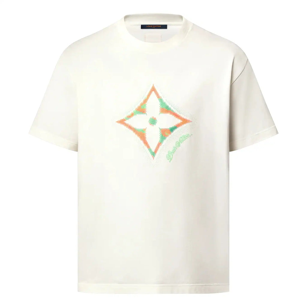 MONOGRAM FLOWER 3D GRADIENT PRINT T-SHIRT IN WHITE – LVTS124