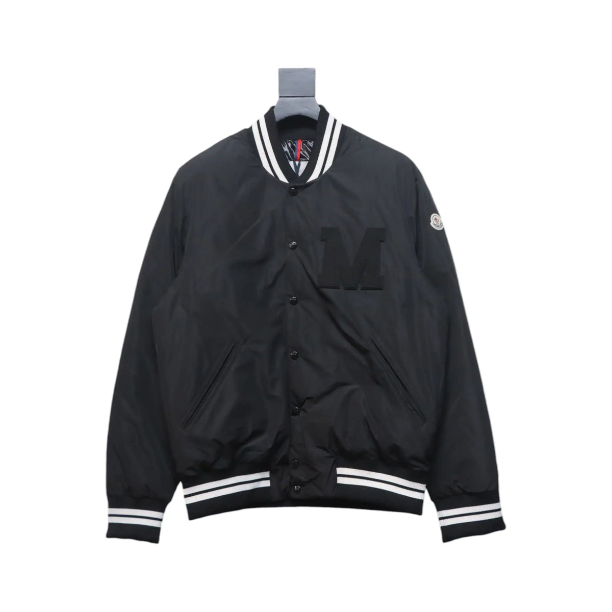 Moncler Lateltin Black M Mark Varsity Black Down Jacket – MC172