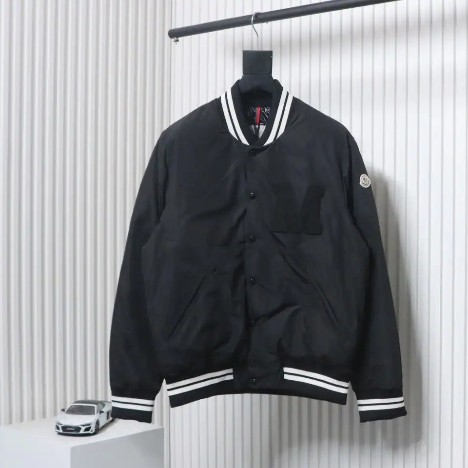 Moncler Lateltin Black M Mark Varsity Black Down Jacket – MC172