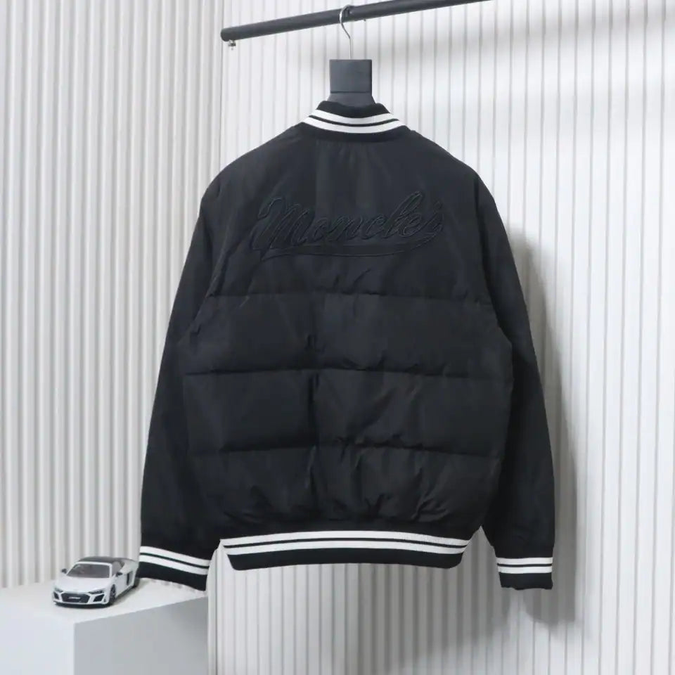 Moncler Lateltin Black M Mark Varsity Black Down Jacket – MC172