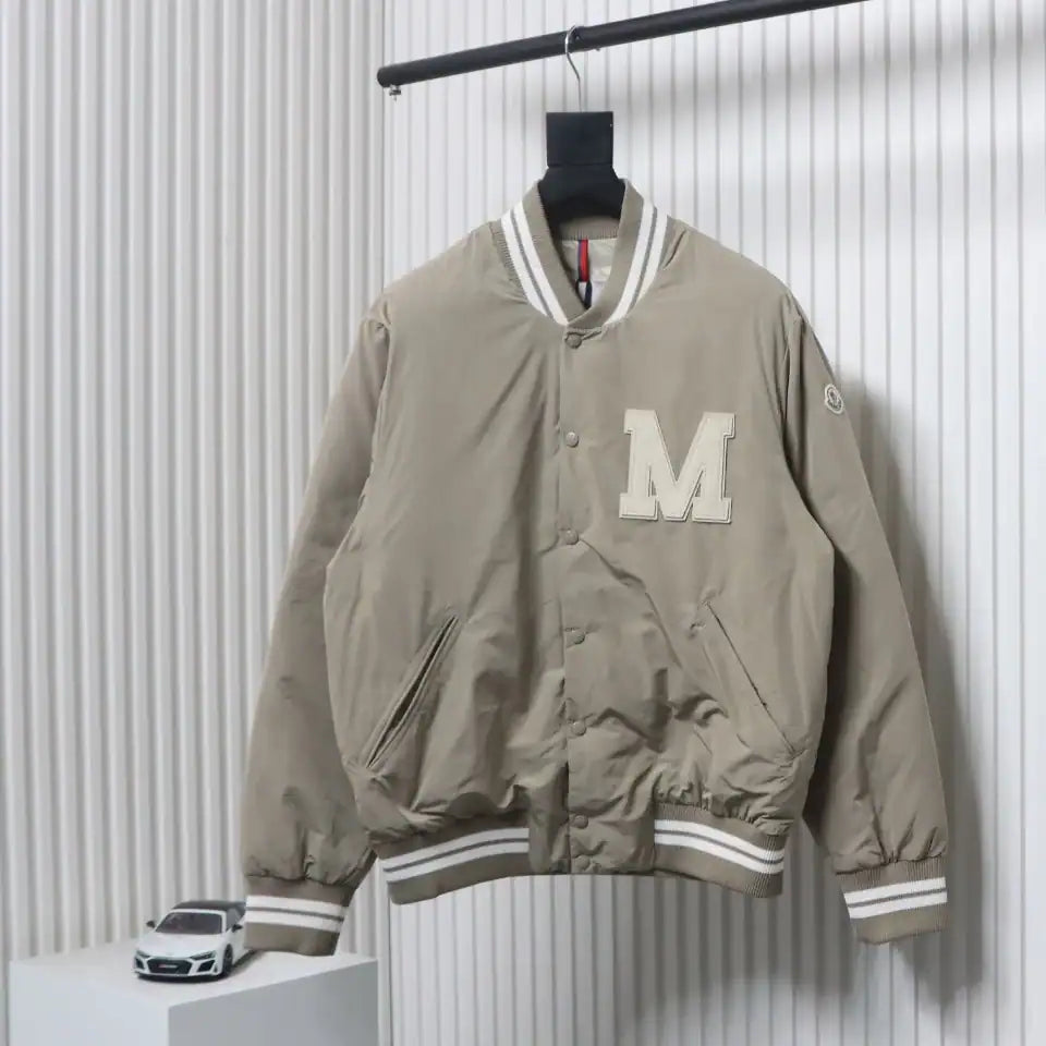 Moncler Lateltin White M Mark Varsity Gray Down Jacket – MC171