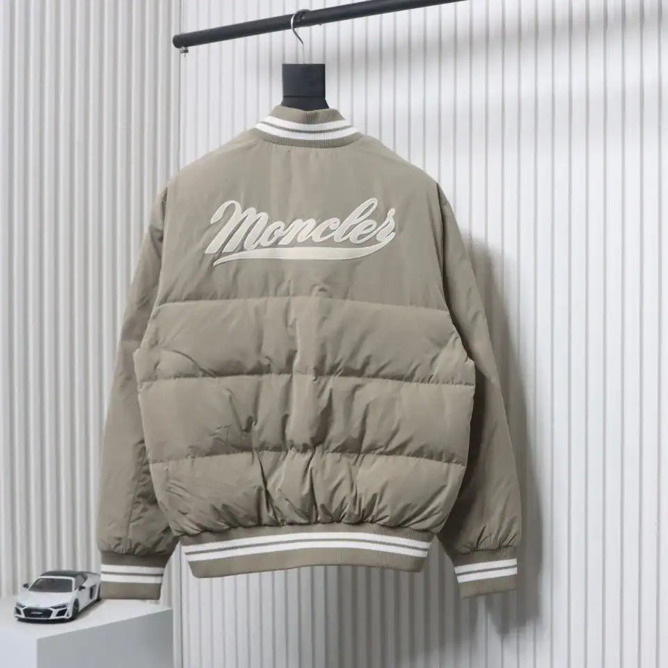 Moncler Lateltin White M Mark Varsity Gray Down Jacket – MC171