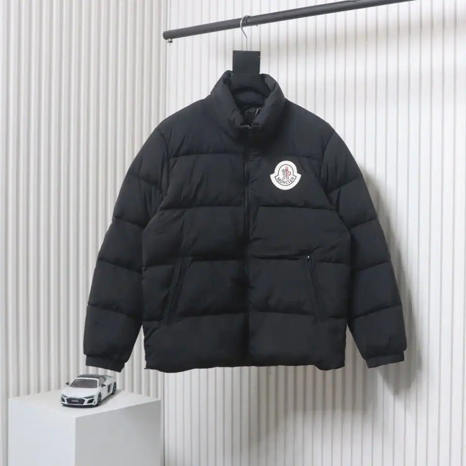Moncler Micro-Logo Zipper Stand Collar Down Jacket Black – MC168
