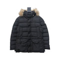 Moncler Mid-Length Hooded Fur Collar Button Down Jacket Black – MC163
