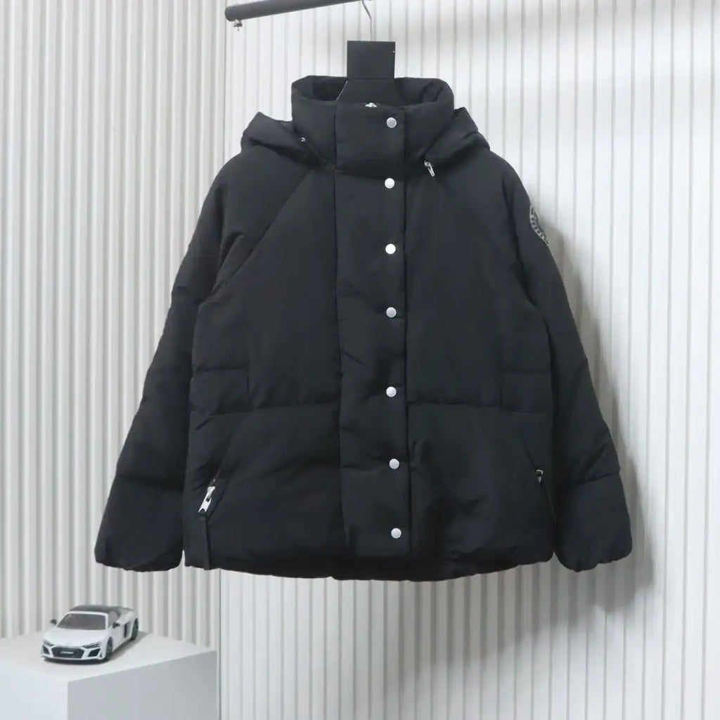 Moncler Sleeve Badge Solid Zip Down Jacket Black – MC167