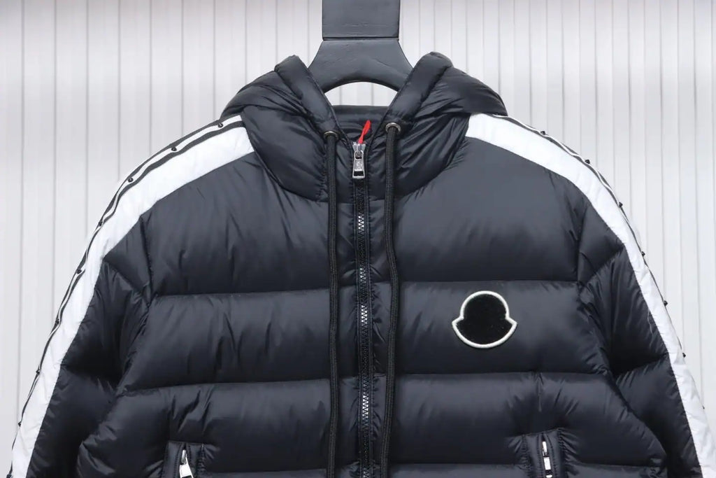 Moncler Stellaire Hooded Black and White Colorblock Down Jacket – MC173