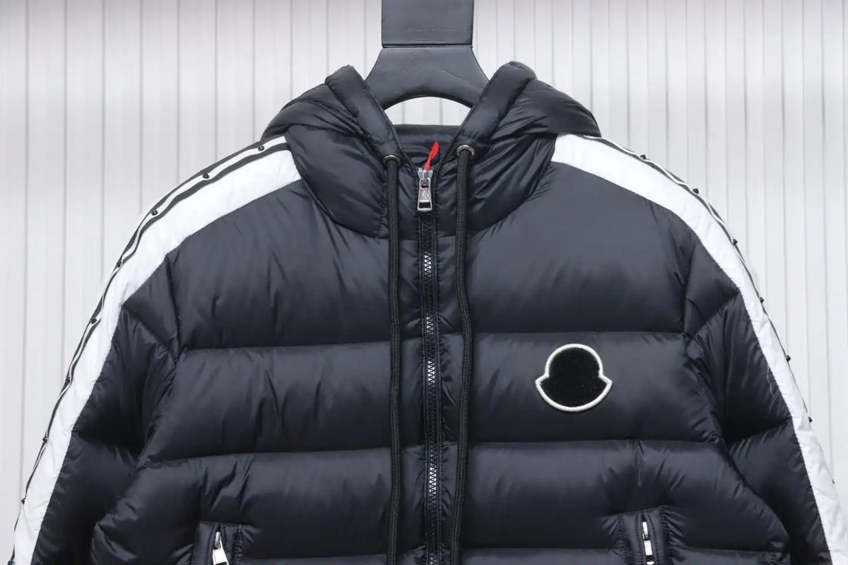 Moncler Stellaire Hooded Black and White Colorblock Down Jacket – MC173