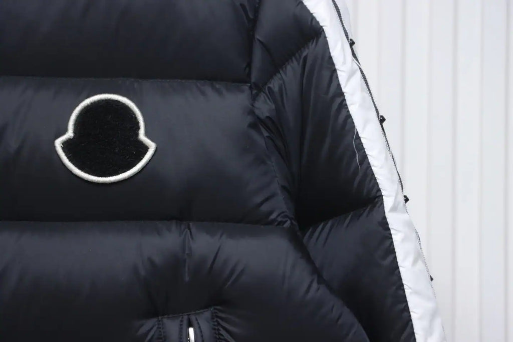 Moncler Stellaire Hooded Black and White Colorblock Down Jacket – MC173