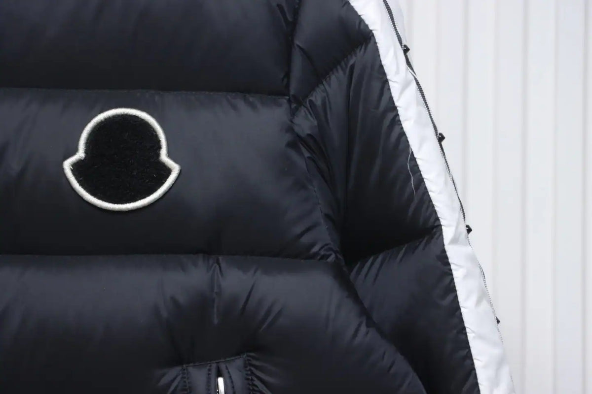Moncler Stellaire Hooded Black and White Colorblock Down Jacket – MC173