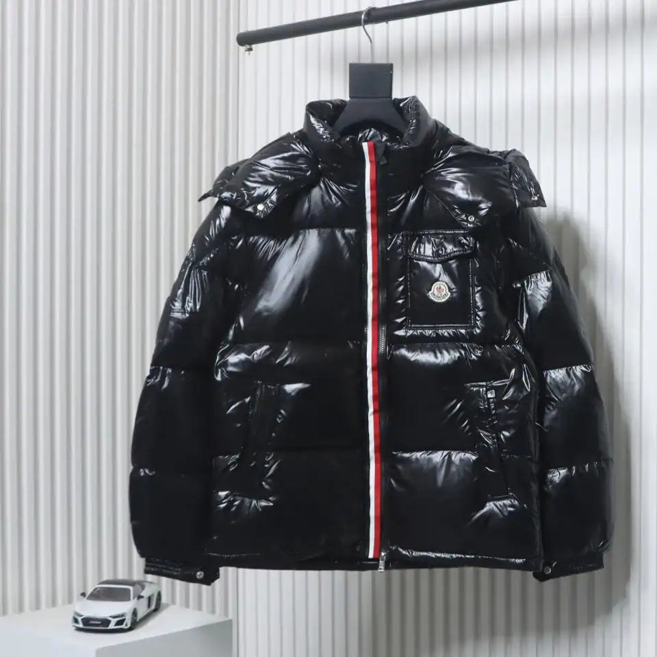Moncler Tricolor Web Down Jacket Black – MC159