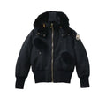 Moose Knuckles Cloud Bomber Black Jacket with Detachable Hood and Shearling Trim In Milkyway – MKC006