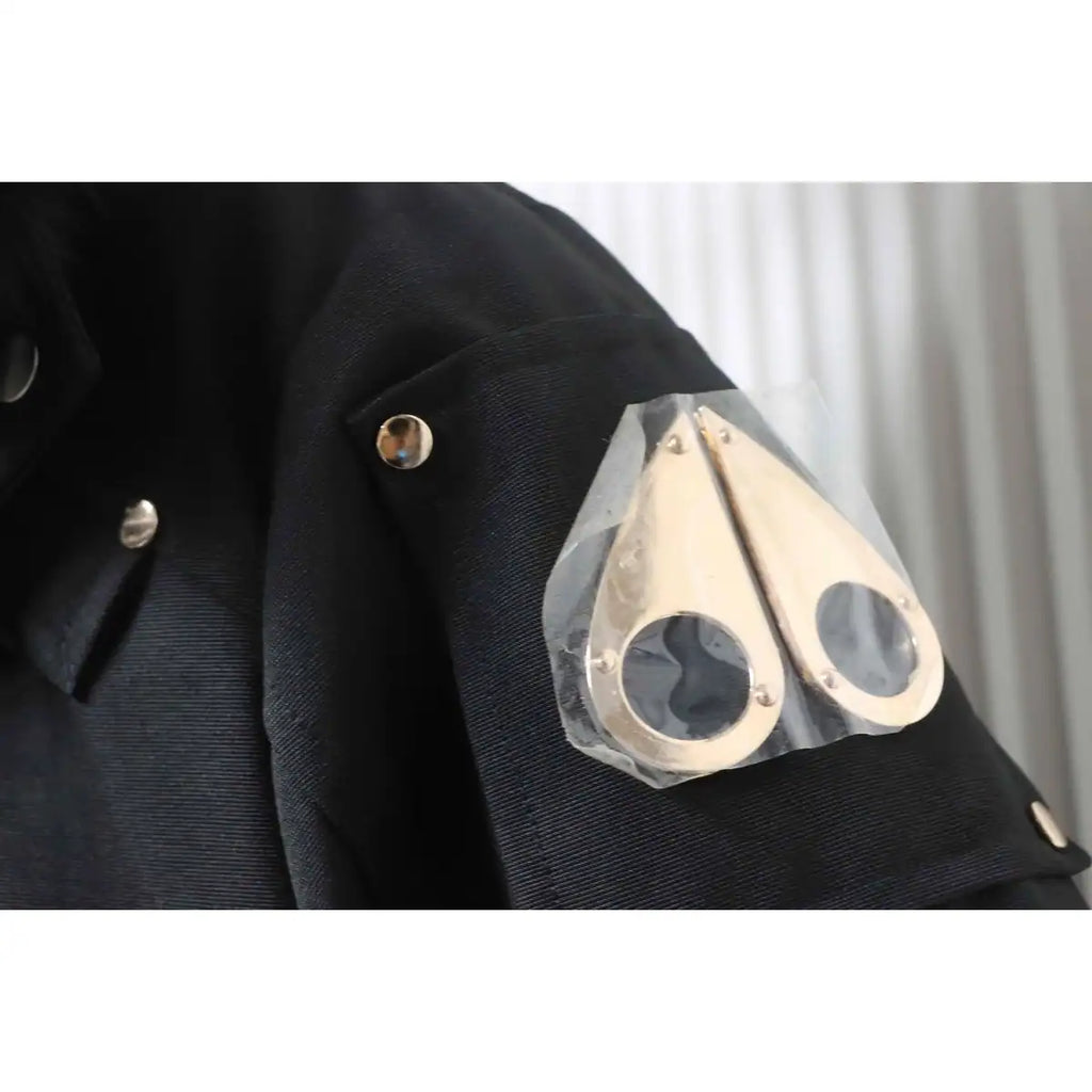 Moose Knuckles Cloud Bomber Black Jacket with Detachable Hood and Shearling Trim In Milkyway – MKC006