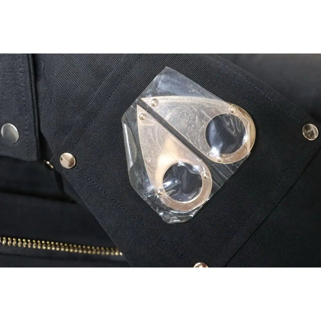Moose Knuckles Cloud Bomber Black Jacket with Detachable Hood and Shearling Trim In Milkyway – MKC006