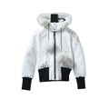 Moose Knuckles Cloud Bomber White Jacket with Detachable Hood and Shearling Trim In Milkyway – MKC028
