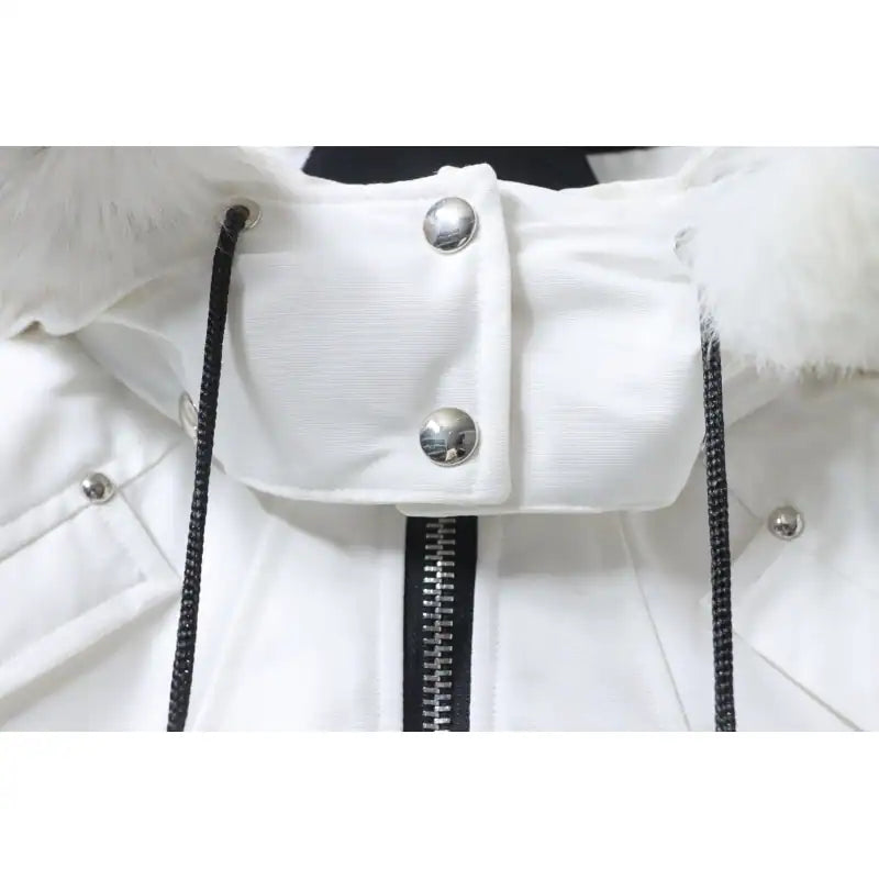 Moose Knuckles Cloud Bomber White Jacket with Detachable Hood and Shearling Trim In Milkyway – MKC028