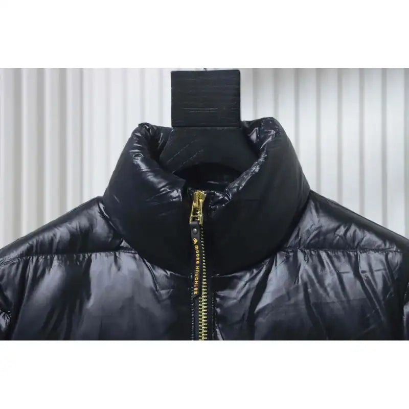 Moose Knuckles Gold Scissors Stand Collar Large Plaid Black Down Jacket – MKC019
