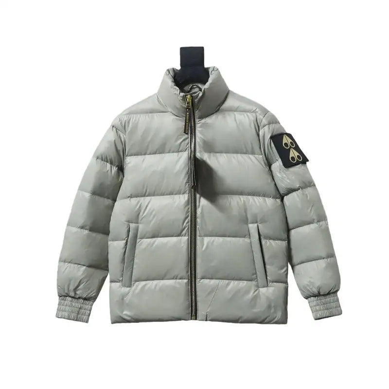 Moose Knuckles Gold Scissors Stand Collar Large Plaid Gray Down Jacket – MKC020