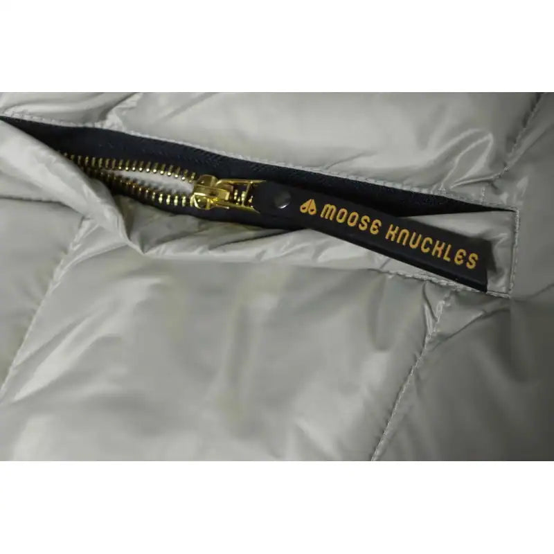 Moose Knuckles Gold Scissors Stand Collar Large Plaid Gray Down Jacket – MKC020